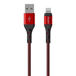 USB-A/Lightning-kabel Mfi, 2 m, rood/zwart gevlochten