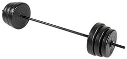 Fitvids - Set di pesi da 45,4 kg con 2 piastre da 4,5 kg, 6,8 kg e 11,3 kg e bilanciere standard, nero/rosso, 45,4 kg con barra