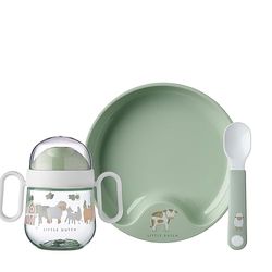 Mepal – Baby dinnerware 3-Piece Set Mepal Mio – Includes Leak-Proof Sippy Cup, Trainer Plate & Trainer Spoon – Dishwasher Safe & BPA-Free - Set of 3 - Little Farm