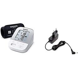 Omron Tensiómetro X4 Smart, Monitor para la presión arterial, aprobado por la protección de consumidores + Adaptador de corriente AC para tensiómetro M2, M3, M6, M7, inhalador C803