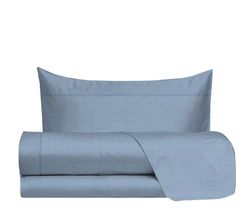 hermet Set med lakan för enkelsäng 100% bomull, set med sänglinne, 1 kvadrat, mönster med linneeffekt, överlakan + underlakan + örngott