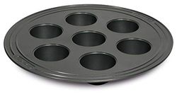 Guardini Elite, Stampo 7 Muffins Rotondo Ø36 cm, Acciaio elevato spessore con rivestimento antiaderente performante, Colore grigio