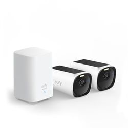 eufy Security eufyCam E40 2-Cam Set (HomeBase 2), outdoordraadloze beveiligingscamera, 2K met ingebouwd zonnepaneel, nachtzicht met MaxColor,uitbreidbare lokale opslag, geen maandelijkse kosten