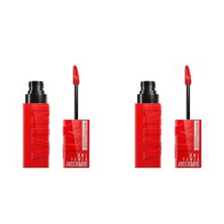 Maybelline New York Tinta Labbra a Lunga Tenuta Superstay Vinyl Ink, Per un Effetto Vinilico fino a 16H, Finish Luminoso e Senza Sbavature, Formula Vegana, Tonalità: 25 RED-HOT (Confezione da 2)