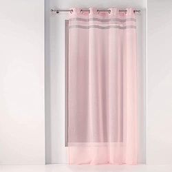 Douceur d'Intérieur, Voilage à Oeillets (140 x 240 Cm) Satinela Rose, Voile Sablé Finition Bande Fantaisie