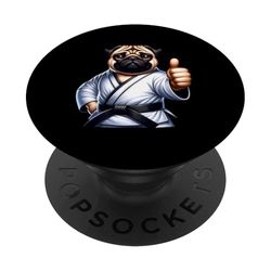 Pug Haciendo Karate Con Dedo Arriba PopSockets PopGrip Adhesivo