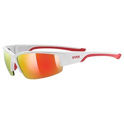 Uvex Sportstyle 215, óculos desportivos unissexo, de espelho, conforto sem pressão e suporte perfeito, branco vermelho/vermelho, um tamanho