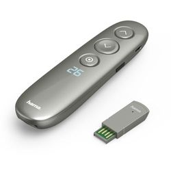 Hama Wireless Presenter Digital Laser Pointer with Air Mouse and Timer (Remote Control Powerpoint Presentation 20 m Range 2.4 GHz incl. 2 GB Memory Card, 3 Also for Video Calls)