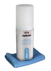 MELICONI C-150 rengöringslösning med mikrofiberduk för rengöring av TV-skärmar, PC-skärm, smartphone, LCD, plasma, utan ränder, 150 ml