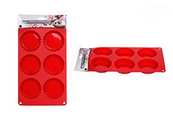 mijotex Stampo per 6 tortine in silicone, colore: Rosso