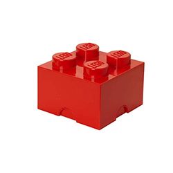 Boîte de Rangement LEGO Brique 4 Plots rouge - Boîte Empilable avec Couvercle, 5,6 l – Produit LEGO, Rangement Bureau, Chambre, Boîte à Jouets