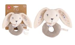 Dodo DE Amor - Dou Dou Sonajero - Conejo - 053955 - Marrón - Dou Dou - Nacimiento - Peluche - Bebé - Reconfortante - Suave - Lavable - 13 cm x 10 cm - A Partir de 0 Meses