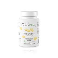 Omega 3 Vegano DHA Aceite de Algas microlagas Sostenible | 250mg DHA por perla | Suplemento de Omega-3-60 Cápsulas | Optim DHAlg