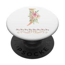 Letra "J" para mujer con inicial, acuarela, rosa polvoriento, flor rosa PopSockets PopGrip Adhesivo