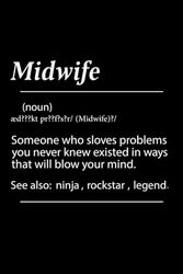 Midwife Definition: Funny Blank Lined Notebook Midwife, Funny Gift for Midwife Team Work Coworker Office Boss, Personalized Journal With Definition for Midwife