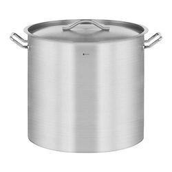 Royal Catering Olla De Inducción Cacerola Profesional RCST-71LI-E (Con Tapadera, Acero Inoxidable, Bordes Antigoteo, Fondo de 5 mm, 70 Litros)