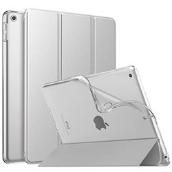 MoKo Case for iPad 10.2 iPad 9th Generation 2021/ iPad 8th Generation 2020/ iPad 7th Gen 2019, Soft Frosted Back Cover Slim Shell Case with Stand for iPad 10.2 inch,Auto Wake/Sleep, Silver