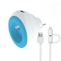 Watt & Co - Toma BEWATT con Cargador USB Reversible (Azul)