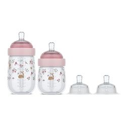 Mepal - Starterset Mio Little Dutch babyflessen - Set van 3 - Anti-koliek - Spiraalontwerp om verstoppingen te voorkomen - Siliconen van medische kwaliteit - 165 + 240 ml - Fairy Garden