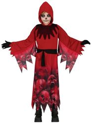 FIESTAS GUIRCA Costume da Morte Teschi Infernale -Tunica Rossa Diavolo - Costume Halloween Bambino 10-12 Anni
