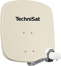 TechniSat DIGIDISH 45 – Antena de satélite para 2 utilizadores (pequeno sistema de satélite de 45 cm, conjunto completo com suporte de parede e LNB Twin Universal) bege