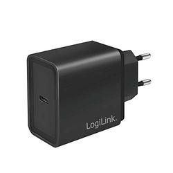 LogiLink PA0258 - USB-stekkeradapter Fast Charge, 1x USB-C met PD (Power Delivery) 18 W en overstroom-, kortsluit- en overspanningsbeveiliging, zwart