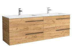 Mueble de Baño Yara 160cm Roble | Lavabo Vilna Solid Surface Centrado