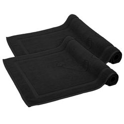 Komfortec Juego de 2 Alfombrillas de baño de Rizo, Lavables, 800 g/m², 100% algodón, Absorbente y de Secado rápido, 50 x 80 cm, Color Negro