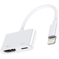 1080P digital AV Lightning Adapter [Apple MFi-certifierad] iPhone HDMI TV Lightning Adapter till HDMI Plug and Play-kabel för iPhone 14/13/12/SE/SE/11/XS/XR/X/8/7 till TV/HDTV/Monitor/Projektor, vit