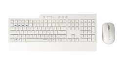 Rapoo | Tastiera e mouse wireless con tastiera e mouse QWERTY portoghese con tecnologia multimodalità Bluetooth e 2,4 GHz, mouse ottico a 1600 dpi), bianco