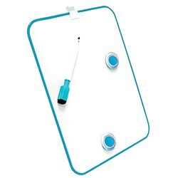RAYLU PAPER - Lavagna bianca magnetica per bambini cancellata a secco con bordi arrotondati, piccola lavagna magnetica per frigorifero, dimensioni 216 x 280 mm, con pennarello e magneti (blu)
