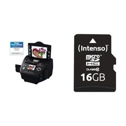 Rollei Rollei PDF-S 240 Skanner, Svart, En Storlek & Intenso 3413470 16 GB Micro SD-kort med adapter, 16 GB, Svart
