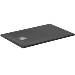 Ideal Standard - Ultra Flat S+, Piatto doccia rettangolare ultrasottile in resina effetto pietra, 120x80cm, Ideal Solid, Scarico lato corto, Nero