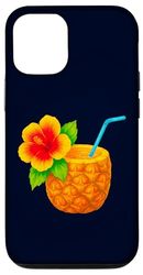 Bevanda tropicale all'ananas con vibrazioni estive dei fiori Custodia per iPhone 12/12 Pro