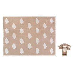 THUN - Plush Set with Cover, Plush Outer 98% Polyester, 2% Cotton, Outer Blanket 100% Cotton, Stuffing 100% Polyester, Baby Dolce Farm Collection, 20 cm, 90 x 70 cm