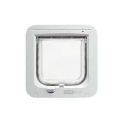 Sure Petcare SureFlap Microchip Kattenluik, te gebruiken met RFID-penningen en chips, bediening met één knop, te installeren in deuren, ramen en muren, wit, 4 AA-batterijen vereist (niet meegeleverd)