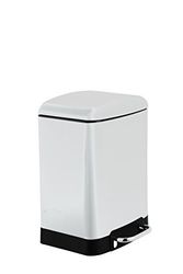 King Home p1407522/B Papelera LT.6, Blanco con Pedal Cierre Lento
