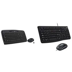 Logitech Mk330 Kit Tastiera E Mouse Wireless Per Windows, Wireless 2.4 Ghz Con Ricevitore Usb ‎Unifying, Nero & MK120 Combo Tastiera e Mouse con Filo per Windows, Nero