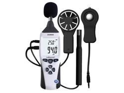 Velleman Medidor ambiental multifuncional, 5 em 1, temperatura, humidade, luz, som, vento, retenção de dados, desligamento automático