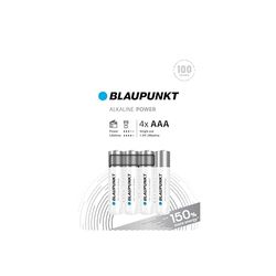 BLAUPUNKT AAA alkalinebatterijen, verpakking van 4, voor wandklokken en tv-afstandsbedieningen, LR03BPO/4CP