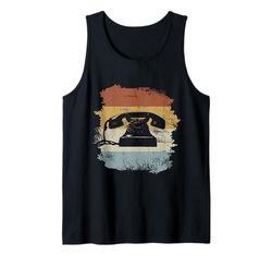 Teléfono antiguo de estilo vintage con esfera 60s 70s 80s Camiseta sin Mangas