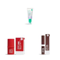 3INA MAKEUP - The Every Single Day SPF50 (mini) + The No-Rules Stick 244 (mini) + The Color Mascara 575 (mini) - Protector Solar Facial - Colorete Rojo - Mascara de Pestañas - Vegan - Cruelty Free