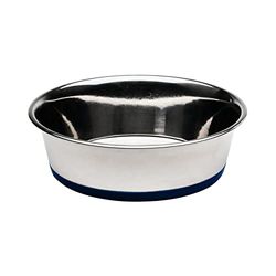 Aqpet Ciotola Acciaio Inox Con Base Silicone Antiscivolo Per cani gatti Piccoli animali 300 ml. 11 Cm