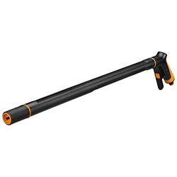 Fiskars Pistola per Irrigazione con 2 Funzioni, Testina SoftGrip Orientabile, Controllo del Flusso con Regolatore Anteriore, Misura Universale, Lunghezza: 64 cm, 340 g, Nero/Arancione, 1065489