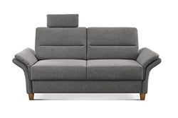 CAVADORE Divano a 3 posti Wyk in stile country con anima a molla, poggiatesta + piedini in legno, 186 x 90 x 89 cm, ciniglia, grigio