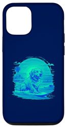 Carcasa para iPhone 15 Lindo perro Golden Retriever para enamorarse de la playa surfista