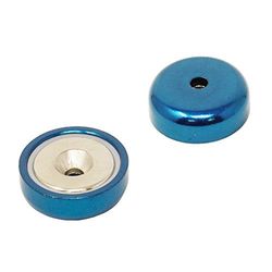 Blue A Type Neodymium Pot Magnet for Arts, Crafts, Model Making, DIY, Hobbies, Office, and Home - 25mm dia - Pack of 40