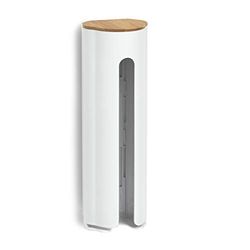 Zeller 18884 Cotton Pad Dispenser ABS / Bamboo Approx. 8 x 6.5 x 25 cm White