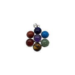 VIE Naturals Chakra Jewelry, Flower Brass Gemstone Pendant, Multicolor, One Size