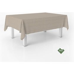 ECOMMERC3 | Stain Resistant Vichy Tablecloth for Rectangular Table Size 140 Round - Extra Soft and Waterproof Vichy Tablecloth Taupe